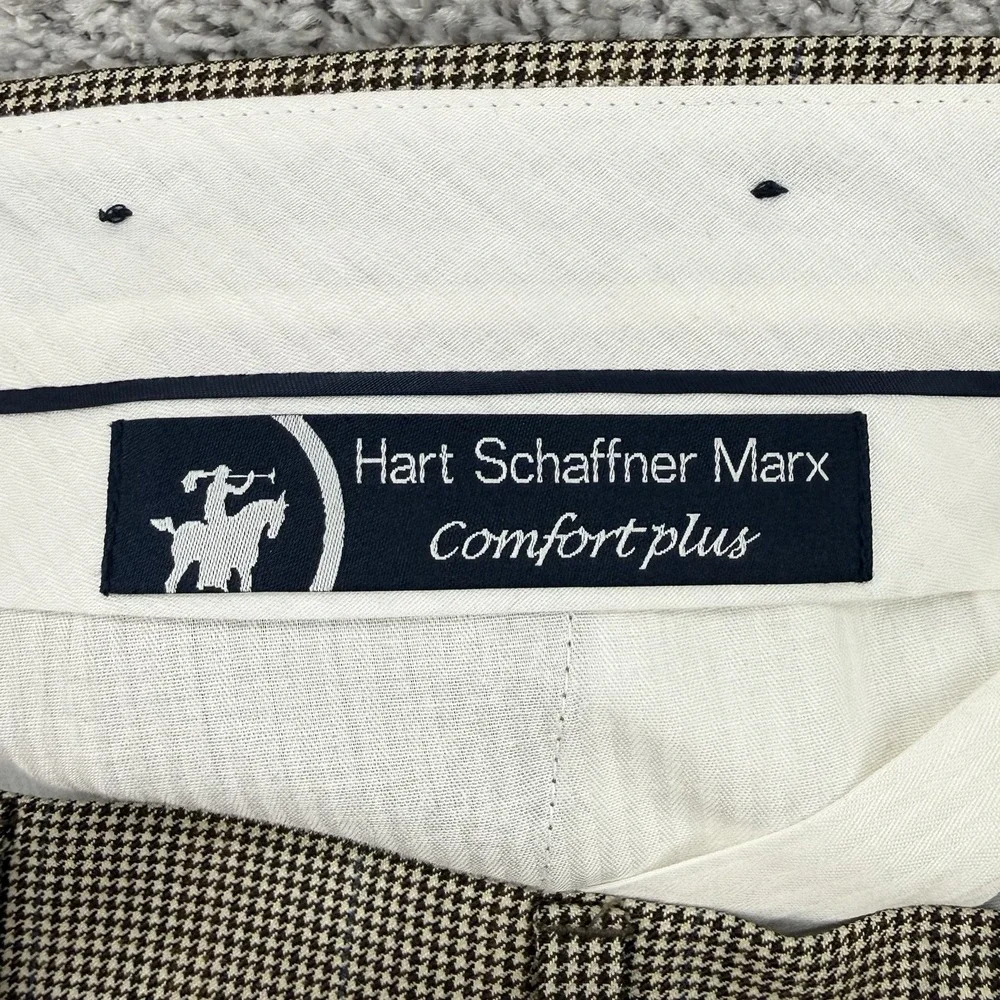 Hart Schaffner Marx Pants Men 38 NWT Comfort Plus 100% Worsted Wool Houndstooth